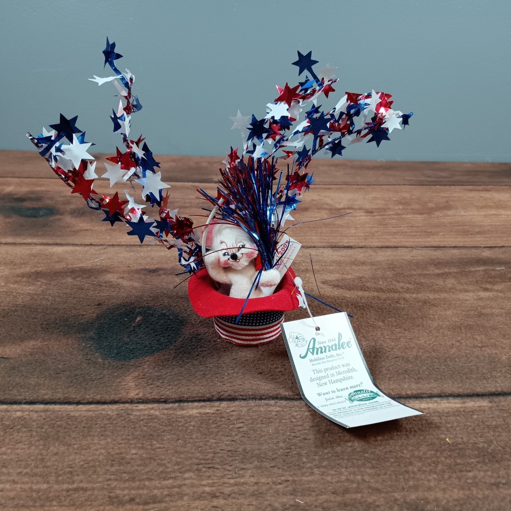 Annalee 3" 4th of July Ornament Patriotic Mouse in‎ Top Hat Decor NWT